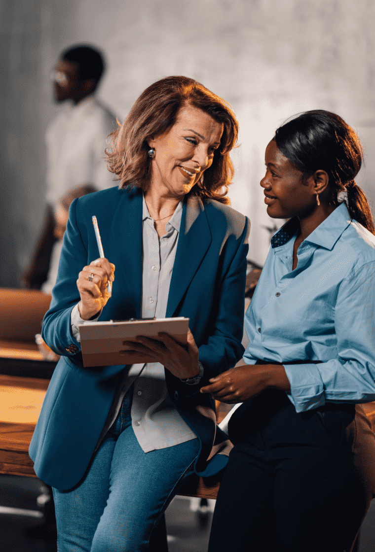 Human resources woman helping a co-worker 